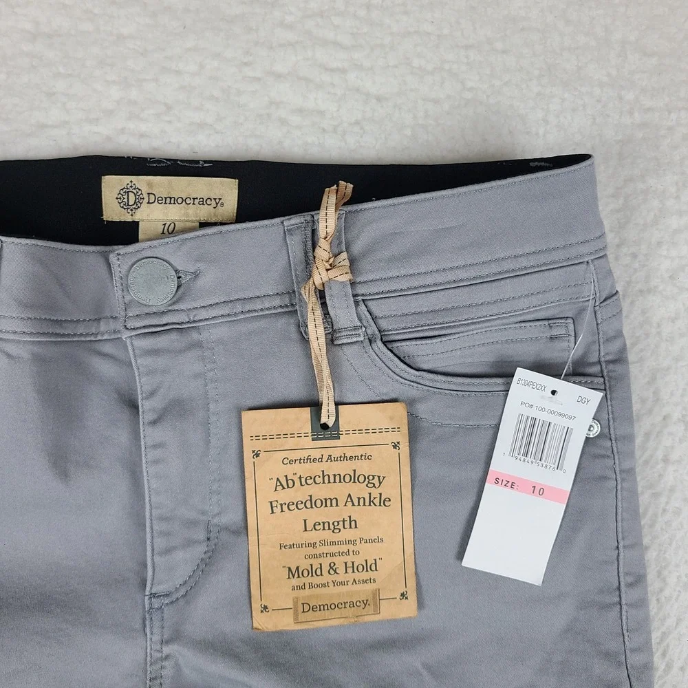Democracy Jeans Womens 10 Gray Wash Ab Technology Freedom Ankle Skinny Denim NEW